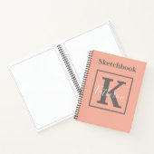 Light Peach Monogram Name Sketchbook Notebook Notizblock (Innenseite)