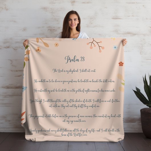 Light Peach Psalm 23, Bible Verse Bohemisch Sherpadecke