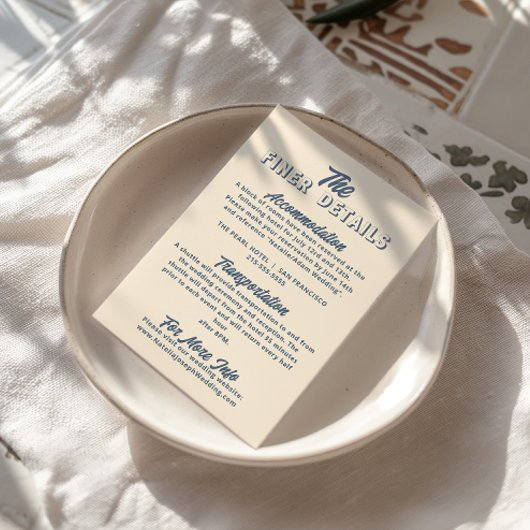 Light Peach Retro Funky Modern Wedding Details Begleitkarte