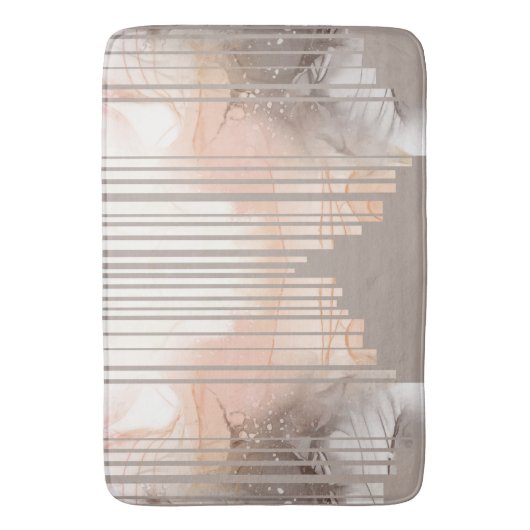 Light Peach und Tan Abstrakt Badematte (Vorderseite Vertikal)