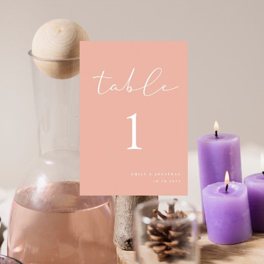 Light Peach Wedding Tischnummer