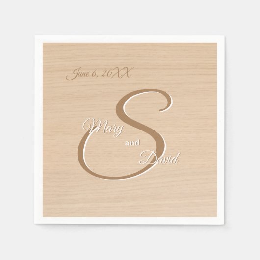 Light Pine Wood Wedding Napkins Serviette (Vorderseite)