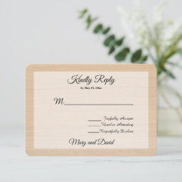Light Pine Wood Wedding RSVP Card