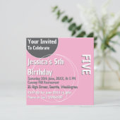 Light Pink 5. Geburtstag Einladung (Stehend Vorderseite)