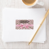 Light Pink and Brown Zebra w/Ribbon Bow Adressaufkleber (Insitu)