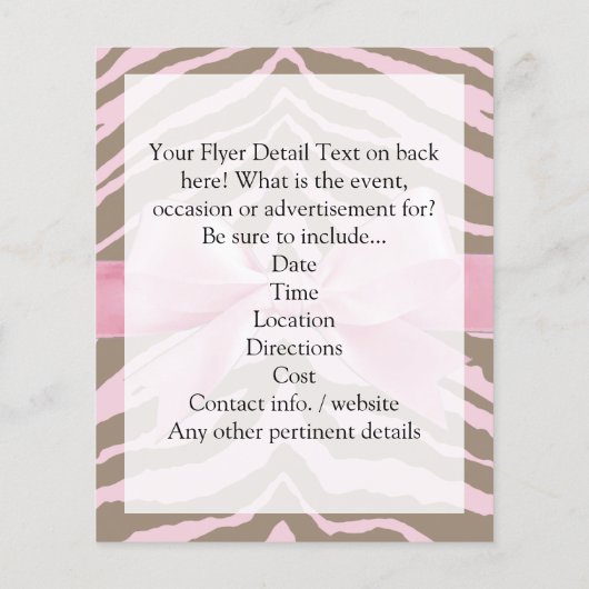 Light Pink and Brown Zebra w/Ribbon Bow Flyer (Hinten)