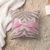 Light Pink and Brown Zebra w/Ribbon Bow Kissen (Decke)