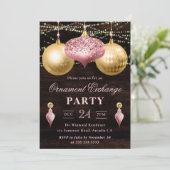 Light Pink and Gold Weihnachtsdekoration Exchange Einladung (Stehend Vorderseite)