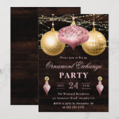 Light Pink and Gold Weihnachtsdekoration Exchange Einladung (Vorne/Hinten)