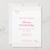 Light Pink and Hearts, Geburtstag, Dusche, Party Einladung (Vorderseite)