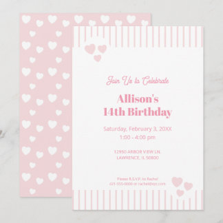 Light Pink and Hearts, Geburtstag, Dusche, Party Einladung