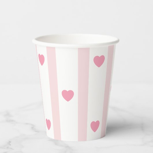 Light Pink and Hearts, Geburtstag, Dusche, Party Pappbecher (Vorderseite)