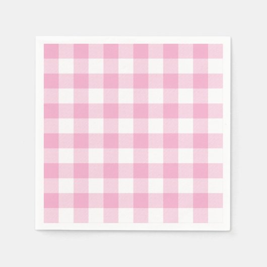 Light Pink and White Buffalo Plaid Gingham Serviette (Vorderseite)