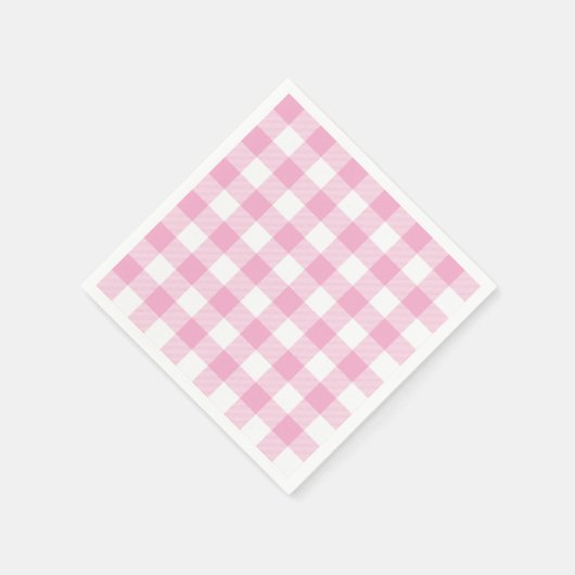 Light Pink and White Buffalo Plaid Gingham Serviette (Ecke)