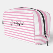 Light Pink and White Striped Toiletry Bag Waschbeutel (Rechte Ecke)
