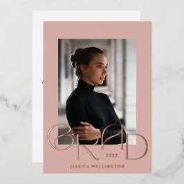 Light Pink Art Deco Tyopgrafy Graduate Foto 2022 Folieneinladung