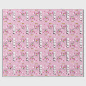 Light Pink Baby Polka Dot Owls Geschenkpapier (Flach)