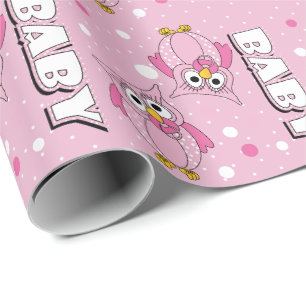 Light Pink Baby Polka Dot Owls Geschenkpapier