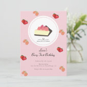 Light Pink Berry First Girl Einladung (Stehend Vorderseite)