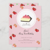 Light Pink Berry First Girl Einladung (Vorne/Hinten)