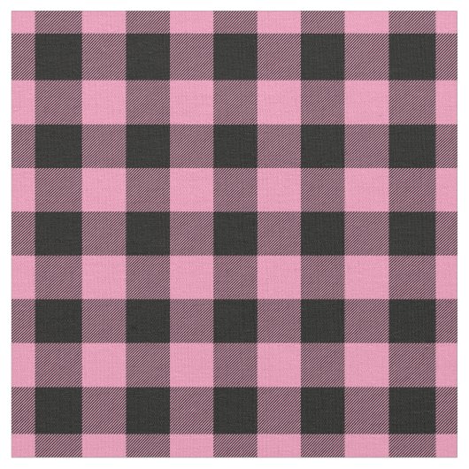 Light Pink & Black Gingham Plaid Stoff (Nahaufnahme)