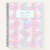 Light Pink Blue Floral Coquette Personalisierter N Notizblock (Vorderseite)