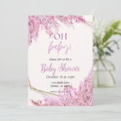Light Pink Boho Baby Dusche Einladung (Stehend Vorderseite)