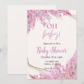 Light Pink Boho Baby Dusche Einladung (Vorne/Hinten)