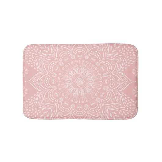 Light Pink Boho Style Mandala Muster Badematte (Vorderseite)