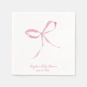 Light Pink Bow Coquette Personalisiert Napkin Serviette (Vorderseite)