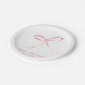 Light Pink Bow Coquette Personalisiert Pappteller (Schrägansicht)