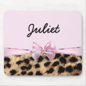 Light Pink Bow & Leopard Cheetah Print Mouse Pad Mousepad (Vorne)