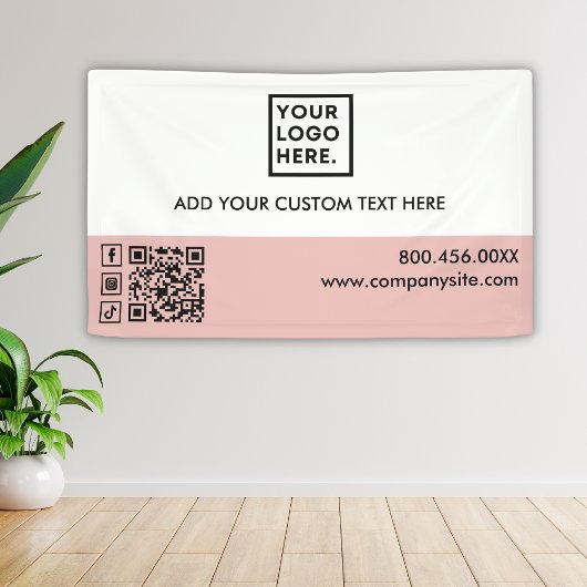 Light Pink Business Logo Social Media Event Vinyl Banner