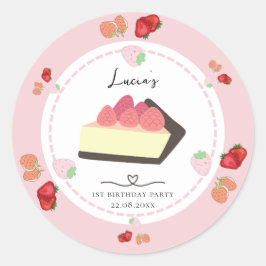 Light Pink Cake & Berry Girl Runder Aufkleber
