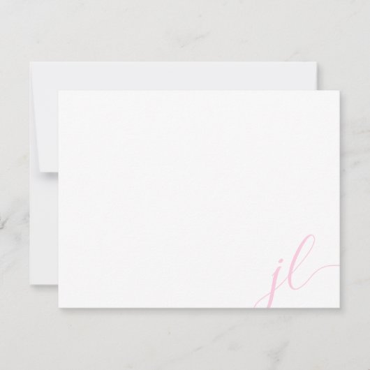 Light Pink Calligraphy Script Two Initials Mitteilungskarte (Vorderseite)