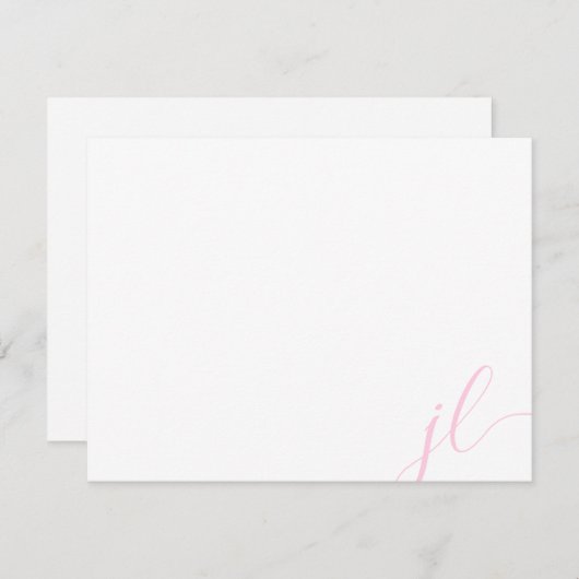 Light Pink Calligraphy Script Two Initials Mitteilungskarte (Vorne/Hinten)