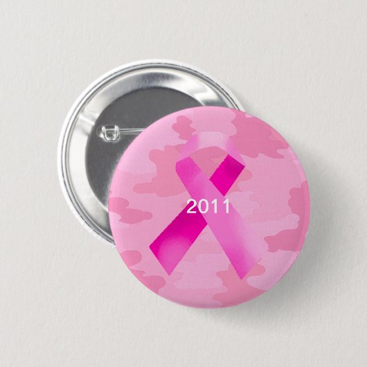 Light Pink Camouflage Pink Ribbon Date Button (Vorne & Hinten)