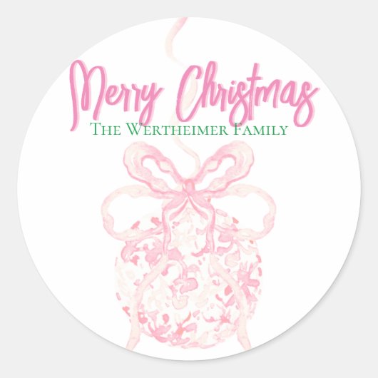 Light Pink Christmas Chinoserie Ornament Sticker (Vorderseite)