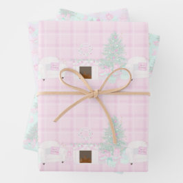Light Pink Christmas Tree Geschenke Geschenkpapier Set
