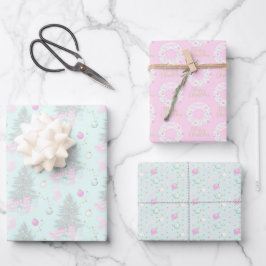 Light Pink Christmas Tree Ornament Geschenkpapier Set