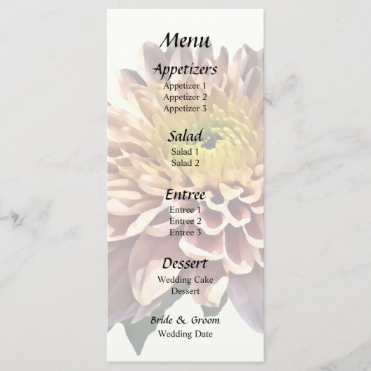 Light Pink Chrysanthemums Wedding Menu Menükarte (Vorderseite)