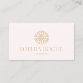 Light Pink Circle Mandala Logo Schönheit Skincare  Visitenkarte