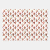 Light Pink Coffee Cups auf Weiß Geschenkpapier Set (Vorderseite)
