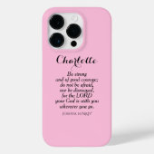 Light Pink Courage Bible Verse Individuelle Name E Case-Mate iPhone Hülle (Rückseite)