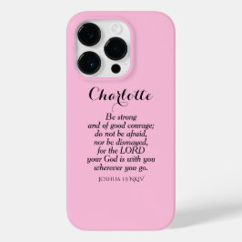 Light Pink Courage Bible Verse Individuelle Name E Case-Mate iPhone 14 Pro Hülle