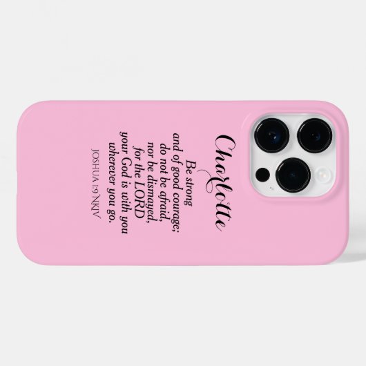 Light Pink Courage Bible Verse Individuelle Name E Case-Mate iPhone Hülle (Rückseite (Horizontal))