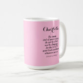 Light Pink Courage Bible Verse Individuelle Name E Kaffeetasse (VorderseiteRechts)