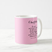 Light Pink Courage Bible Verse Individuelle Name E Kaffeetasse (VorderseiteRechts)
