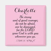 Light Pink Courage Bible Verse Individuelle Name E Magnet (Vorne)