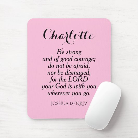 Light Pink Courage Bible Verse Individuelle Name E Mousepad (Mit Mouse)